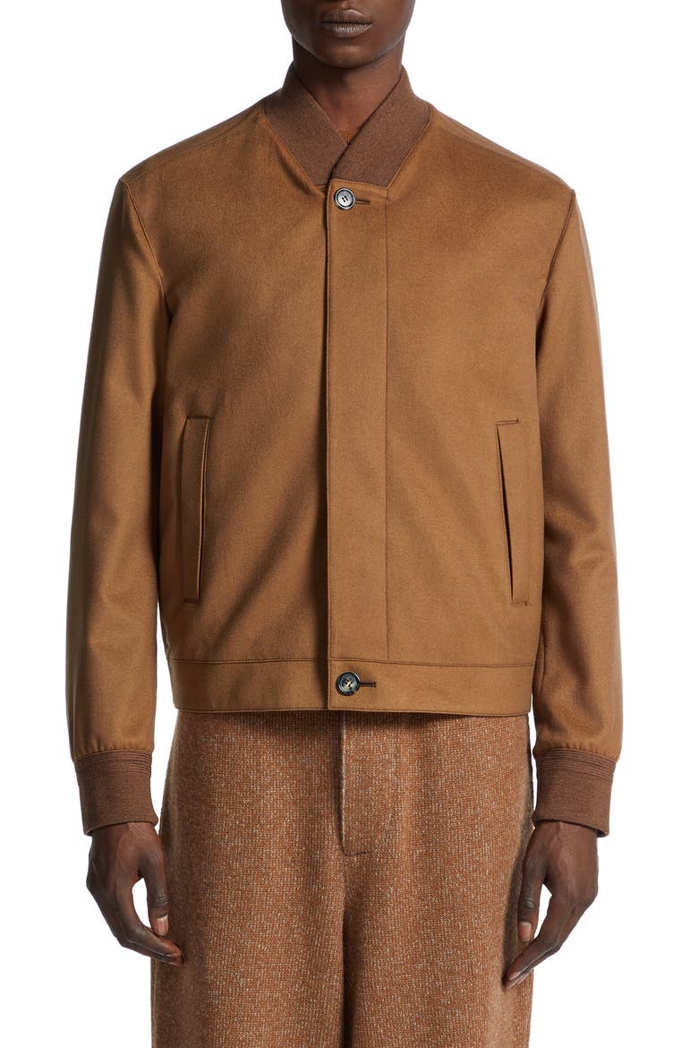 Water Repellent Elements Oasi Cashmere Bomber Jacket, Main, color, VICUNA