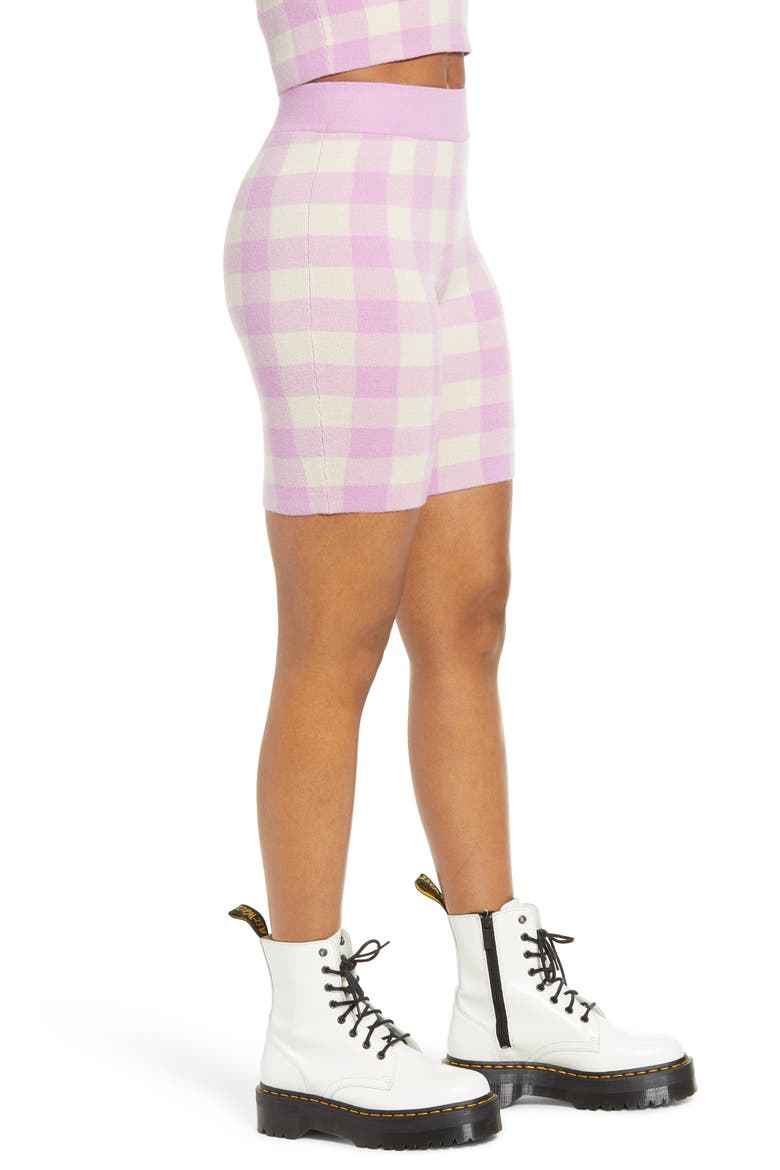 Check Bike Shorts, Alternate, color, PURPLE TULIP CHECK
