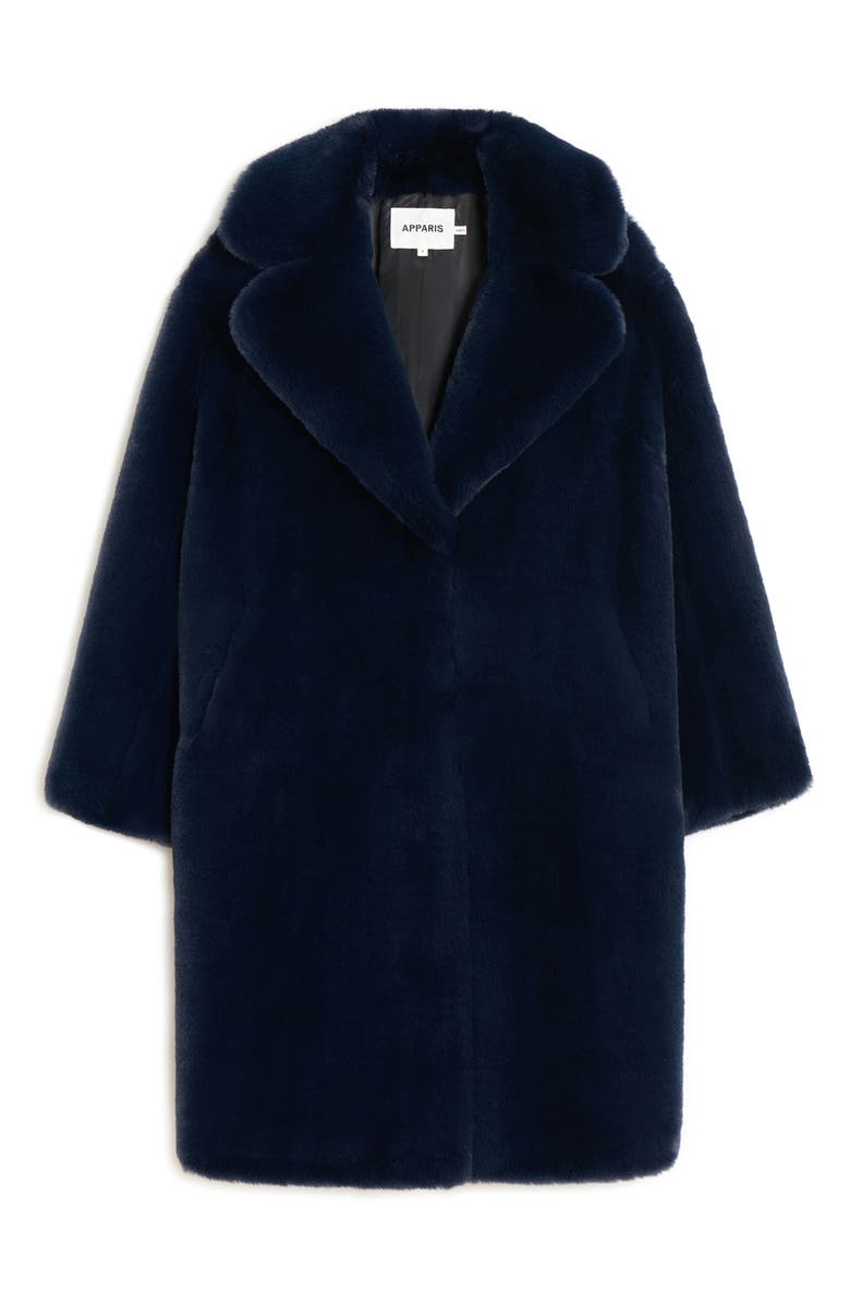 Apparis Steffi Long Recycled Polyester Pluche<sup>™</sup> Faux Fur Coat, Alternate, color, Ink