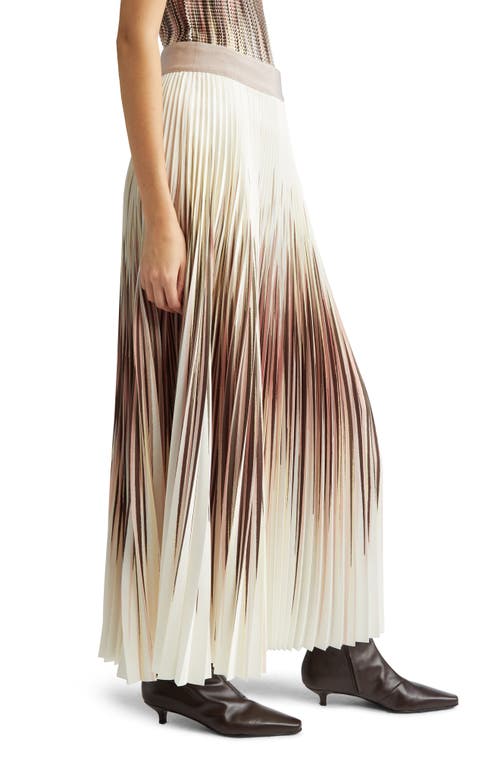 Herno Pleated A-line Midi Skirt With Ombre Abstract Print In Brown