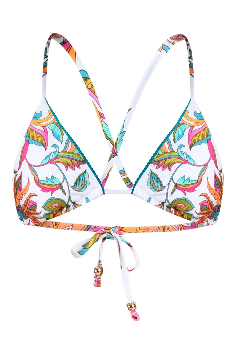 Wild Vines Triangle Bikini Top, Alternate, color, WHITE MULTI
