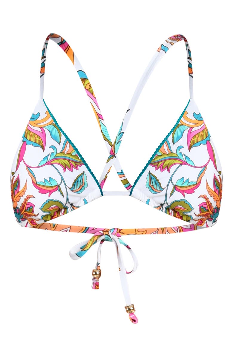 Sunshine 79 Wild Vines Triangle Bikini Top, Alternate, color, White Multi
