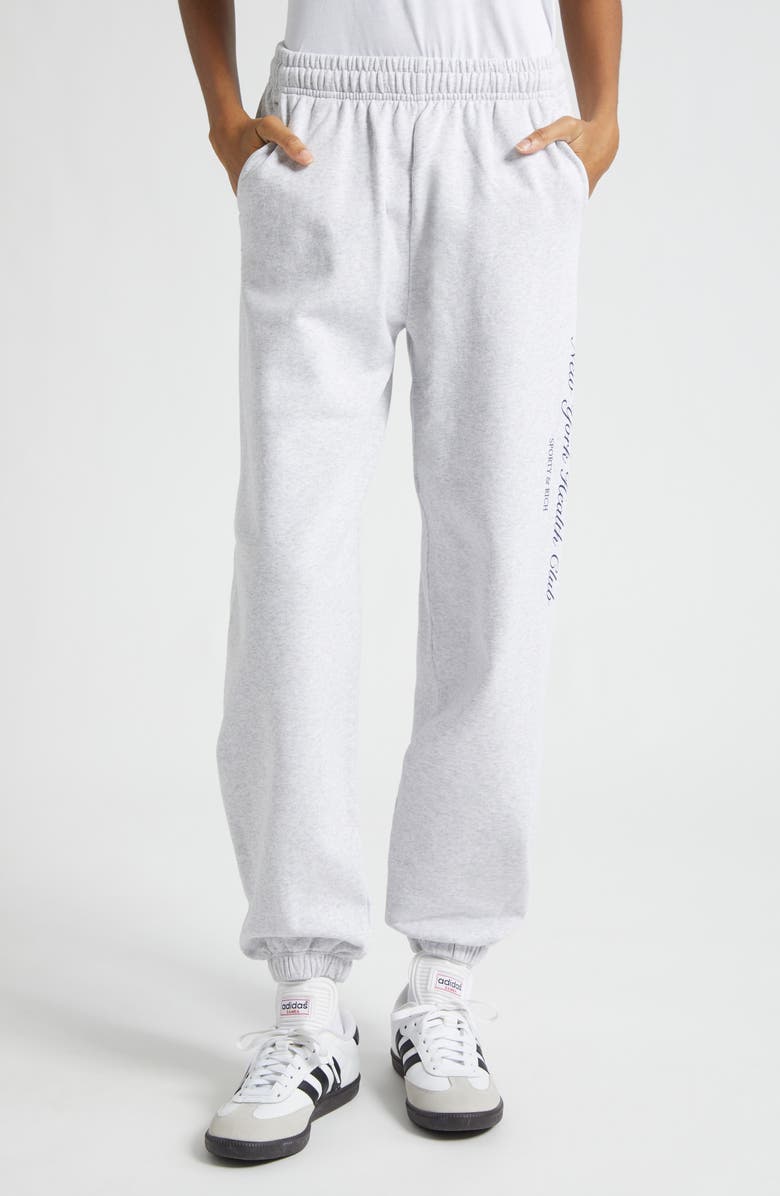 Sporty 
Rich Gender Inclusive NY Health Club Fleece Sweatpants, Main, color, Heather Gray