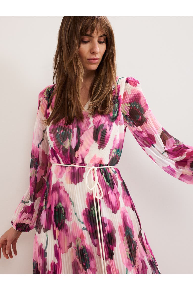 Natalia Floral Pleated Maxi Dress, Alternate, color, Pink