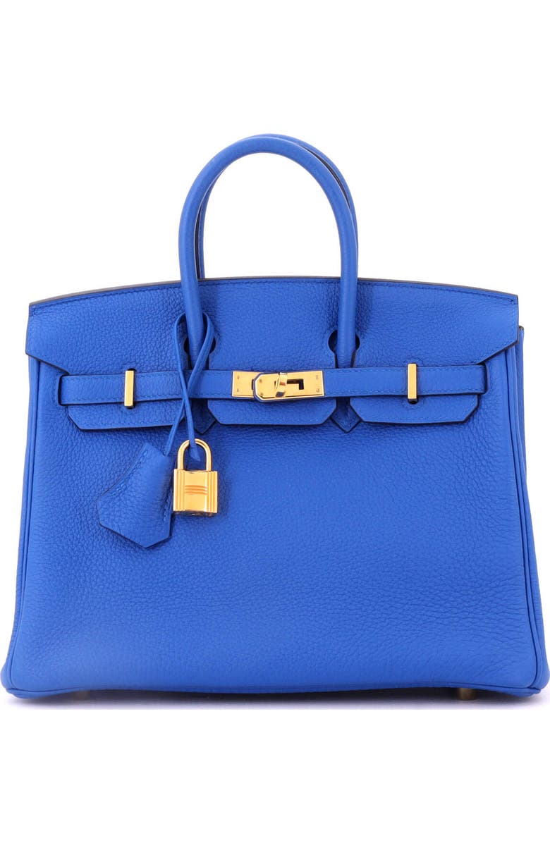 Pre-Owned Hermes Birkin Handbag Blue Togo with Gold Hardware 25, Main, color, Bleu France