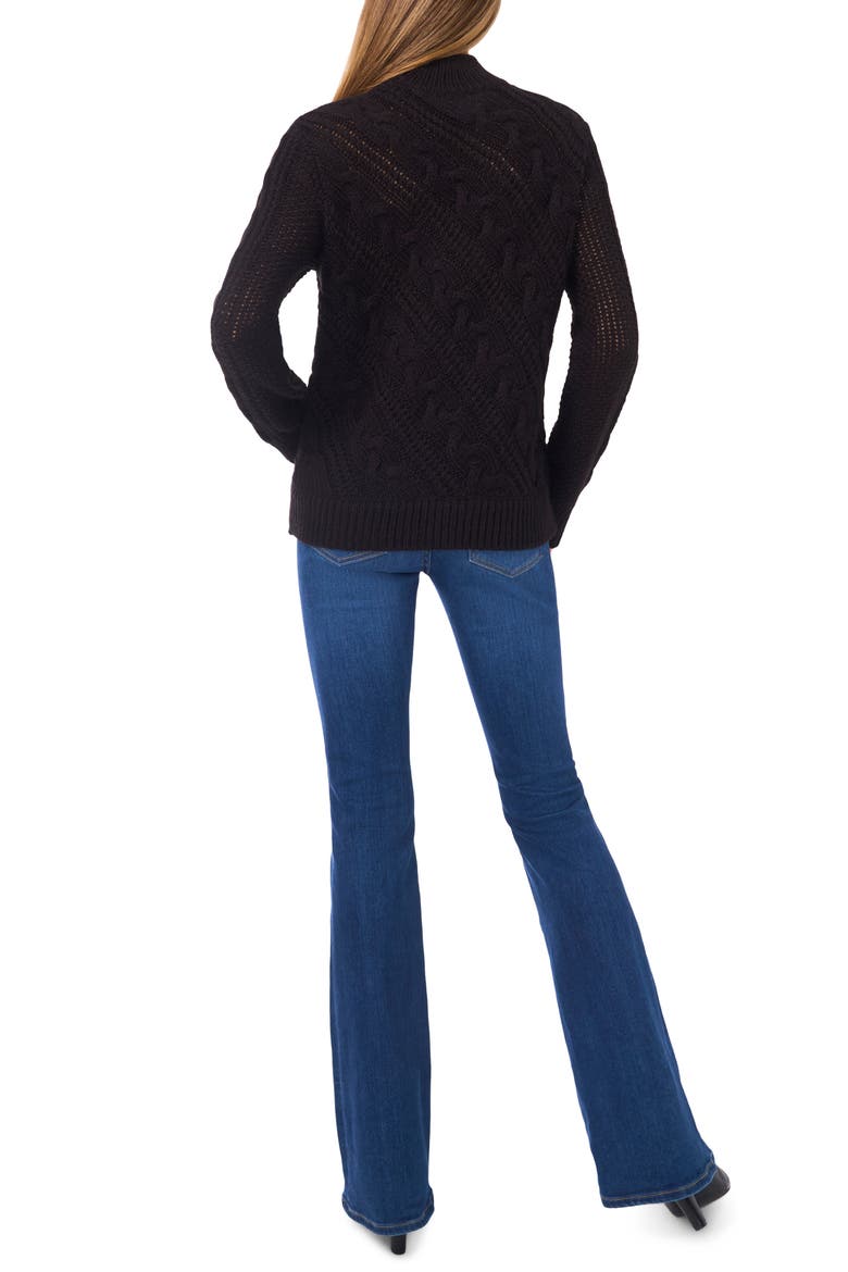 Diagonal Cable Mock Neck Sweater, Alternate, color, RICH BLACK