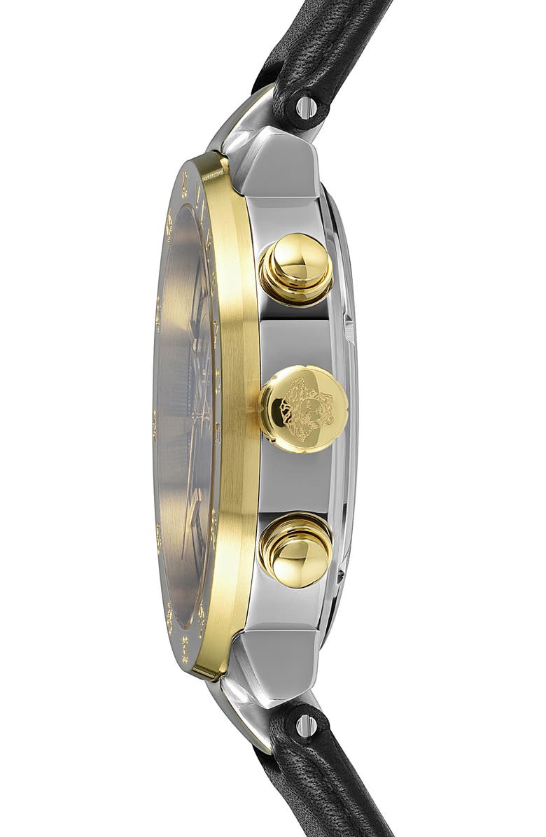 Versace Urban Mystique Quartz Chronograph Leather Strap Watch, 43mm, Alternate, color,