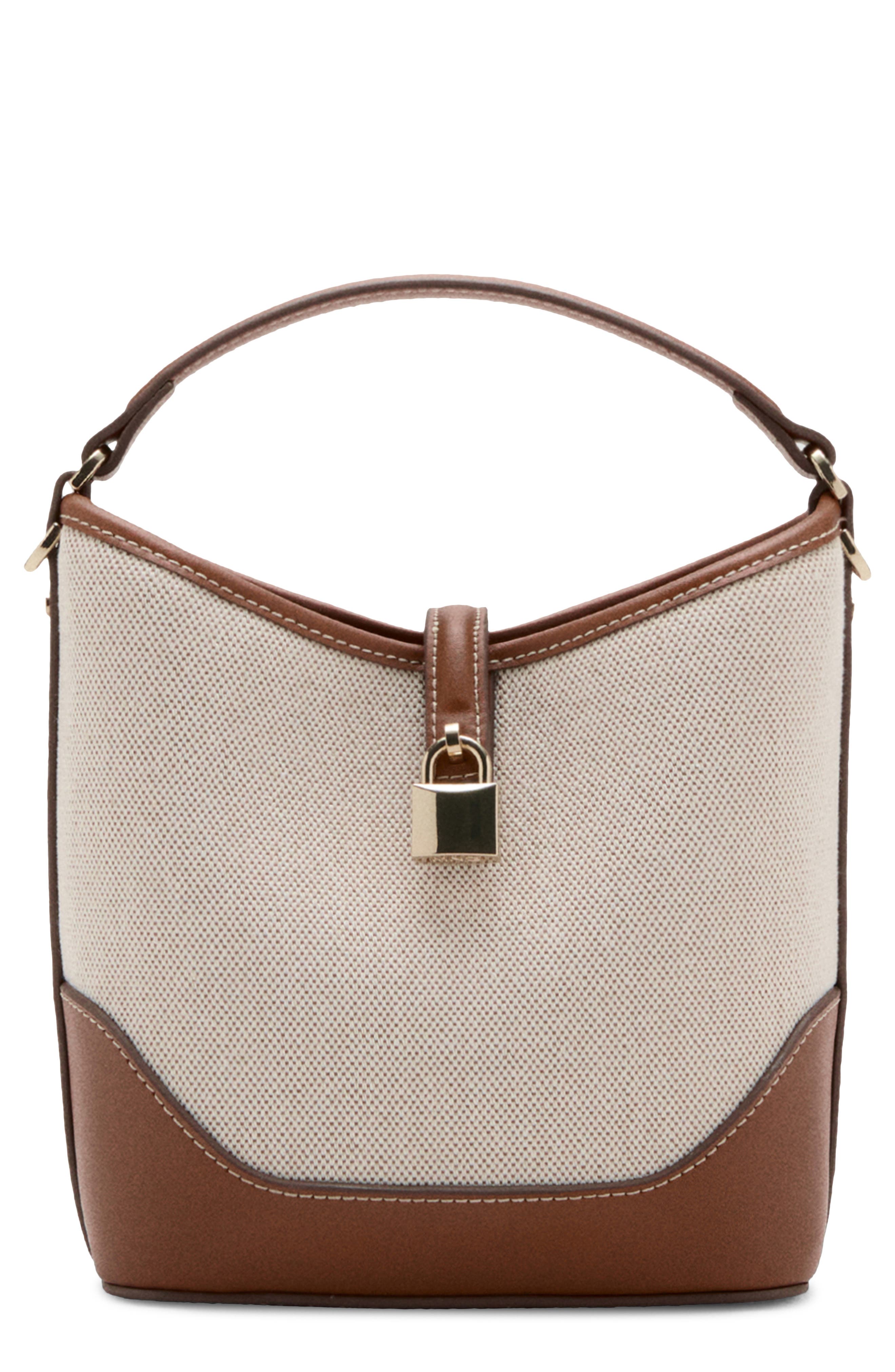 MANGO Contrasting Canvas Bucket Bag, Main, color, 