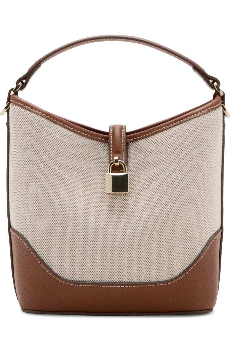 MANGO Contrasting Canvas Bucket Bag, Main, color,