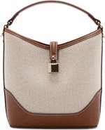 MANGO Contrasting Canvas Bucket Bag