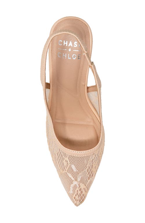 Chase & Chloe Chase And Chloe Bethany Floral Lace Slingback Pump In Neutral