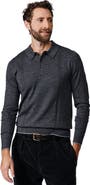 Aubin Elm Merino Textured Long Sleeve Polo