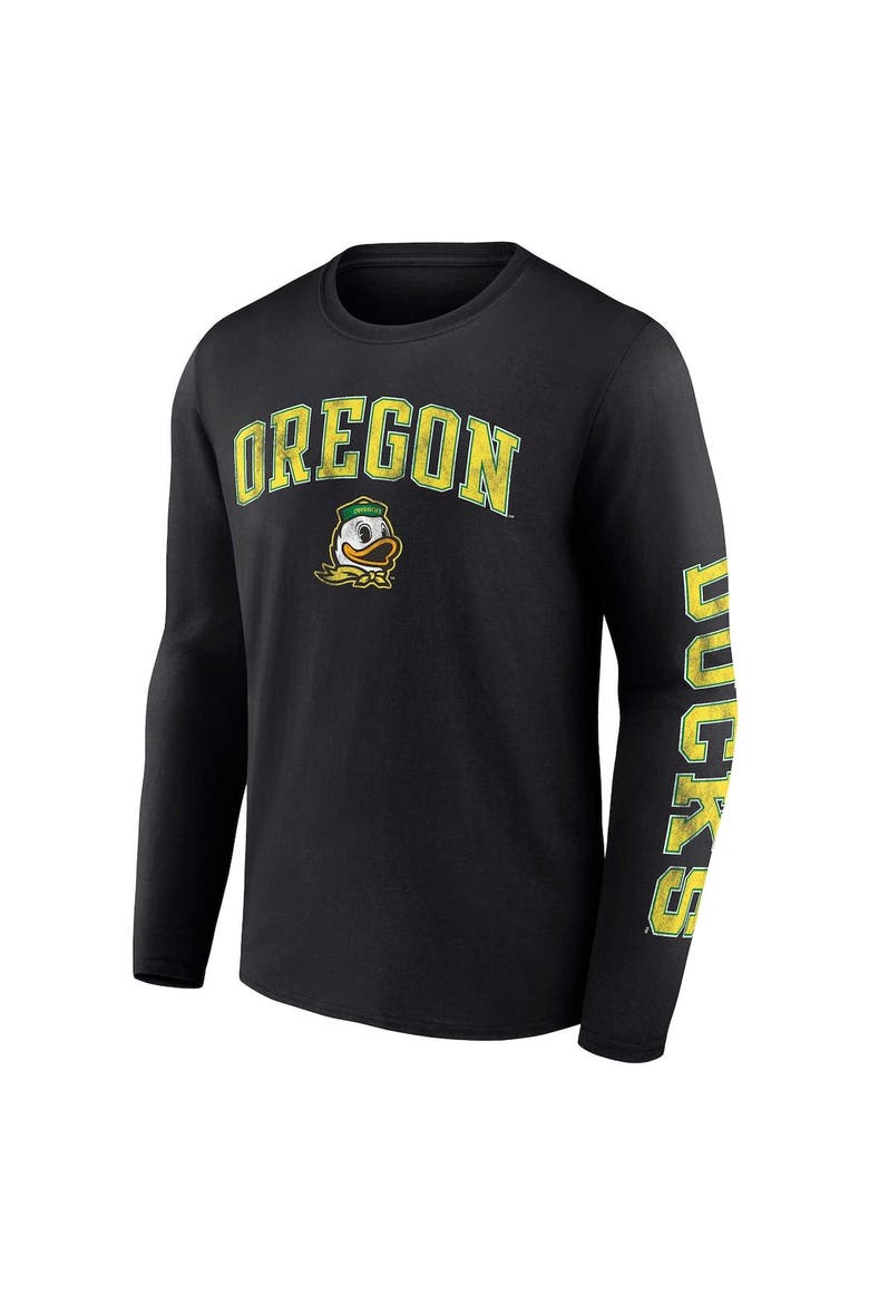 Men's Fanatics Branded Black Oregon Ducks Distressed Arch Over Logo Long Sleeve T-Shirt, Alternate, color, Black