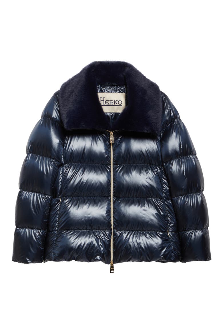 Shiny Nylon Down Jacket, Alternate, color, BLUE NAVY