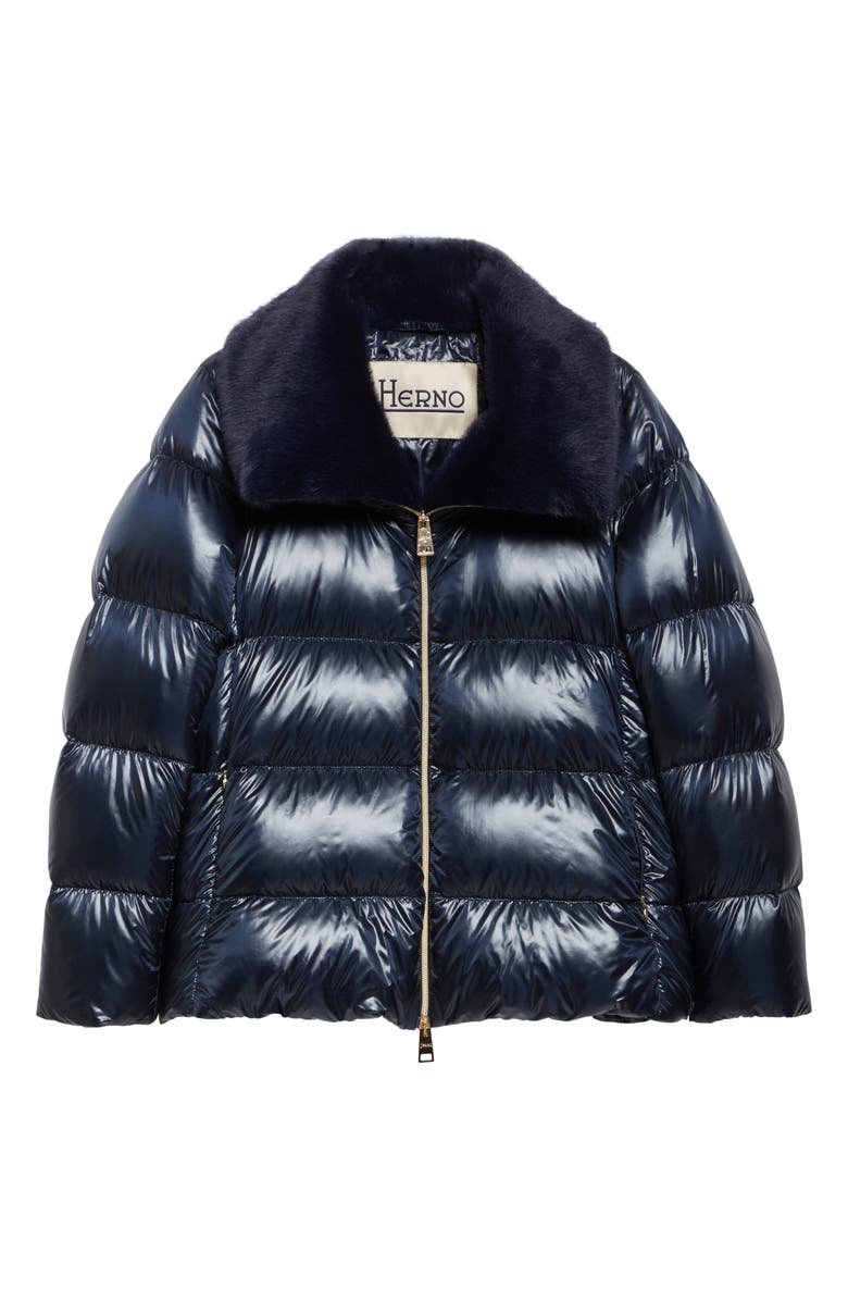 Herno Shiny Nylon Down Jacket, Alternate, color, Blue Navy