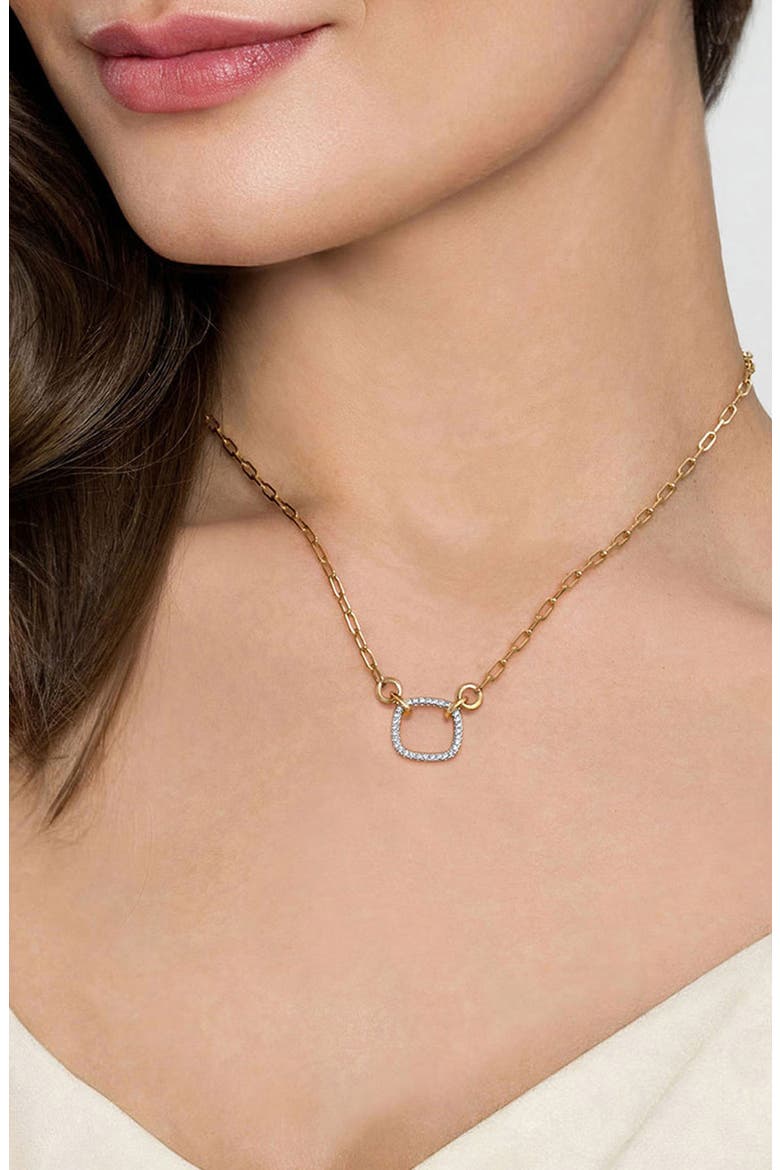 Open Diamond Cushion Pendant Necklace, Alternate, color, TWO TONE