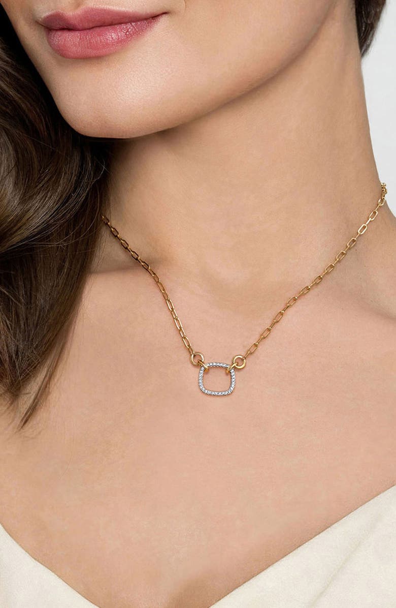 Gabriel & Co. Open Diamond Cushion Pendant Necklace, Alternate, color, Two Tone