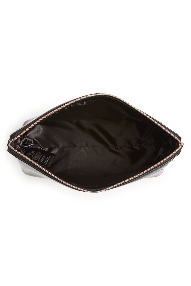 'Large Shadow Flora' Cosmetics Case, Alternate, color, MEDIUM GREY