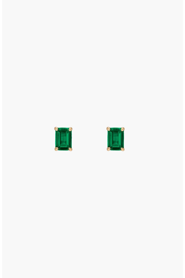 Gemstone Solitaire Stud Earrings, Main, color, Green Emerald