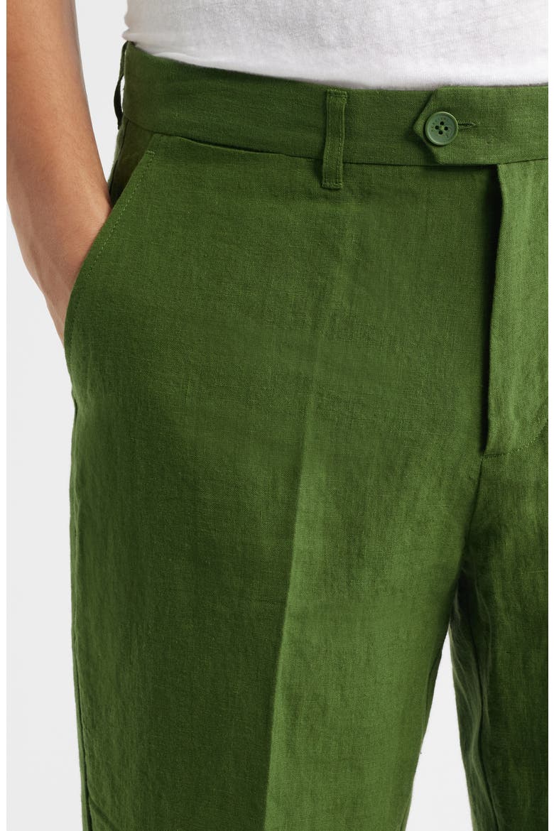 Flat Front Linen Chinos, Alternate, color, FOREST