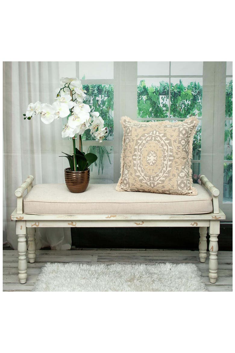 Abu Cotton Throw Pillow, Alternate, color, BEIGE
