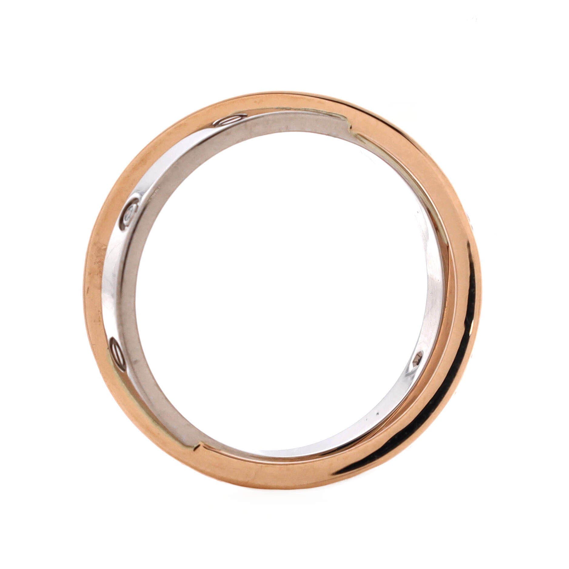 Love 6 Diamonds Double Ring 18K Rose Gold and 18K White Gold with Diamonds, Alternate, color, Metallic Gold