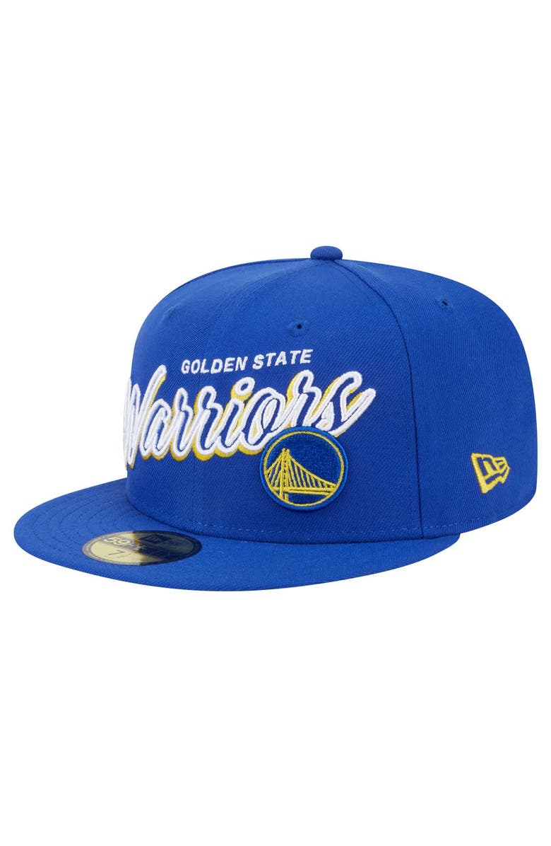 New Era Men's New Era Royal Golden State Warriors Sport Night Script Sided 59FIFTY Fitted Hat, Alternate, color, Royal
