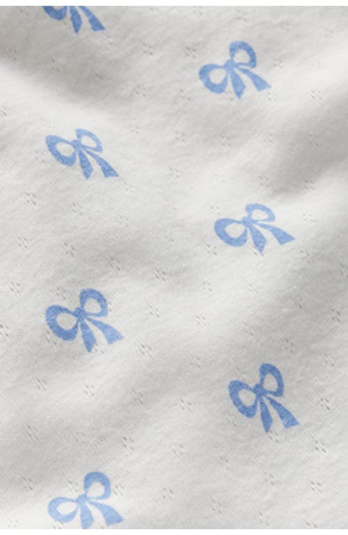 Mini Boden Kids' Bow Print Pointelle T-shirt In White