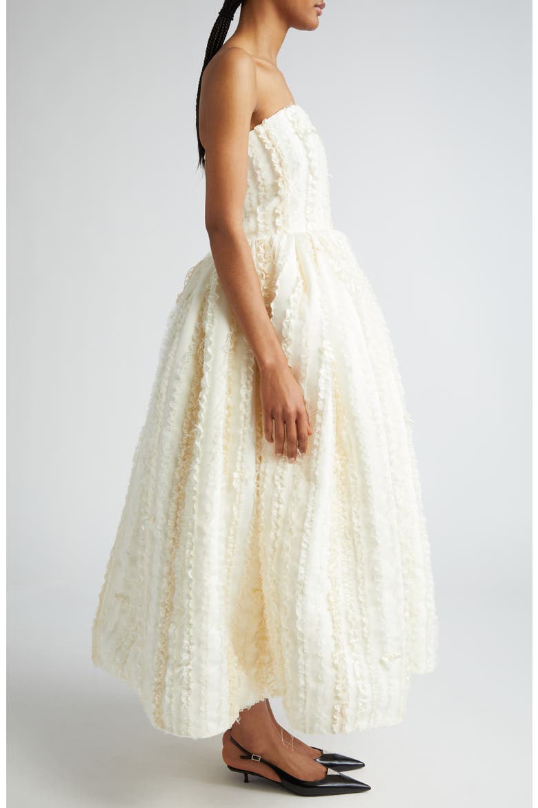 Gender Inclusive Lucille Raw Ruffle Strapless Gown, Alternate, color, IVORY/ ANTIQUE WHITE RUFFLE