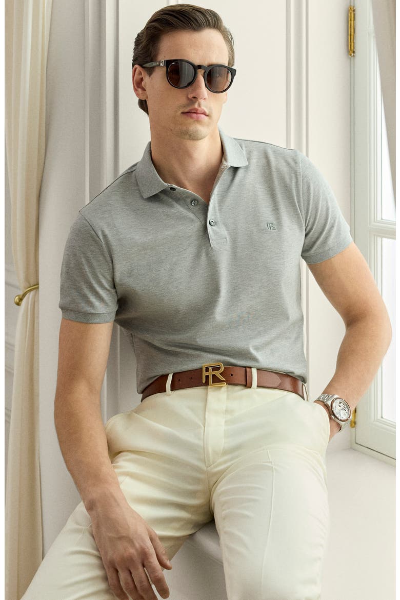 Embroidered Logo Cotton Piqué Polo, Alternate, color, GREY