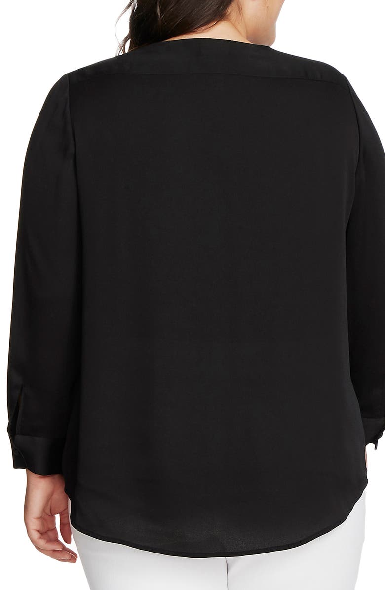 Vince Camuto Wrap Front Hammered Satin Blouse, Alternate, color, 