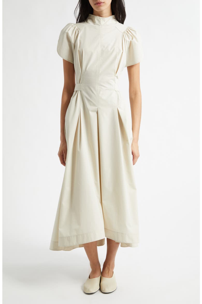 Puff Sleeve Midi Dress, Main, color, STONE