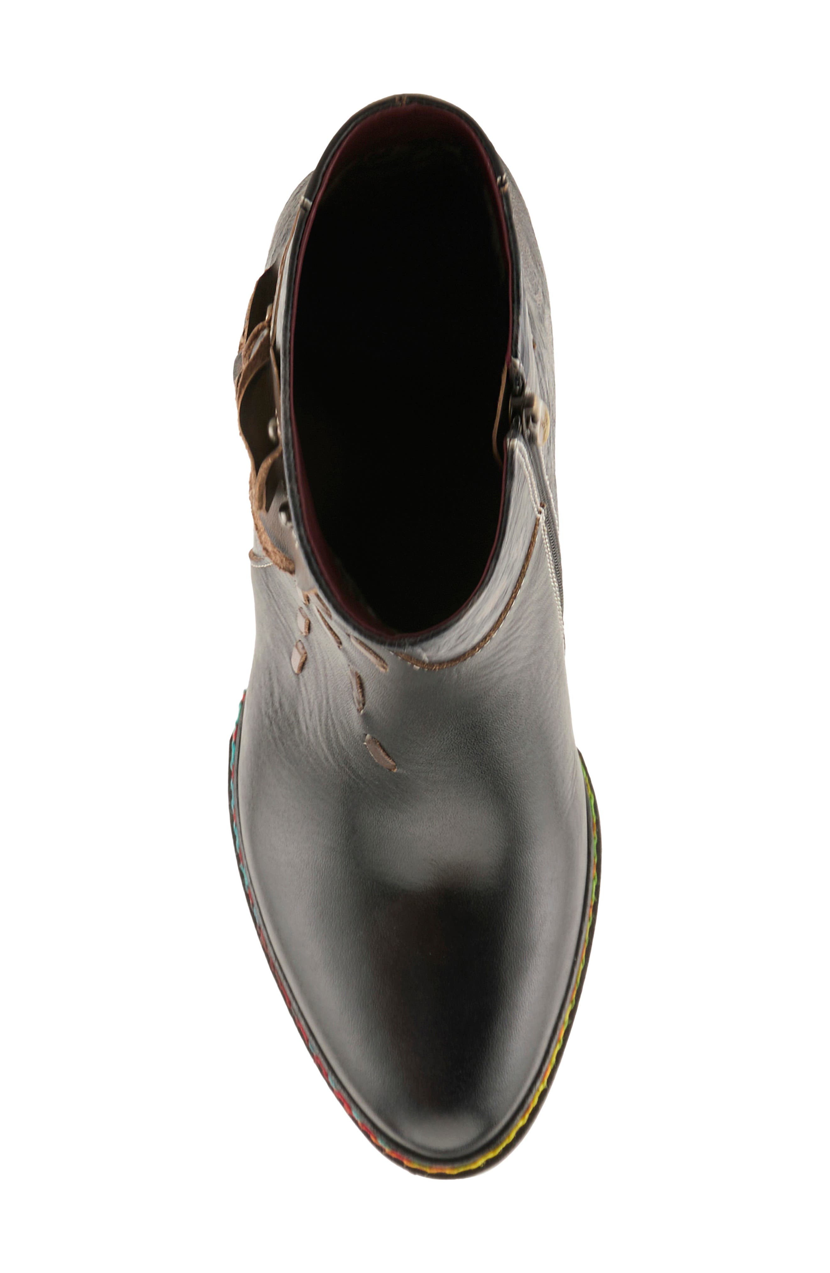 Kurlique Leather Bootie, Alternate, color, BLACK MULTI