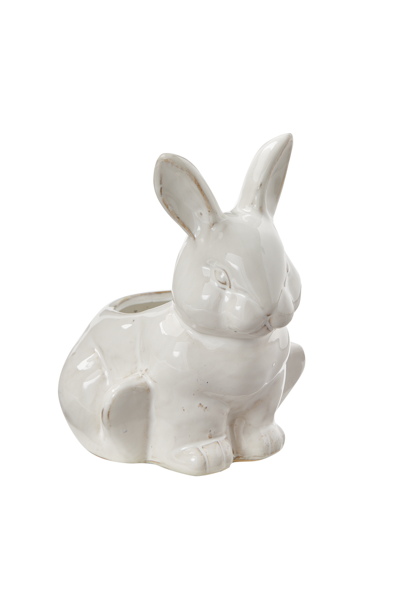 tag Sitting Bunny Planter White Stoneware Spring, Main, color, White