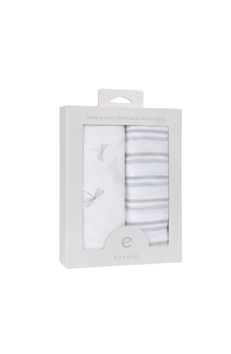 Ely's & Co. Baby Fitted Pack n Play - Mini Crib Sheet 2 Packs, Alternate, color, Dragonfly & Stripe