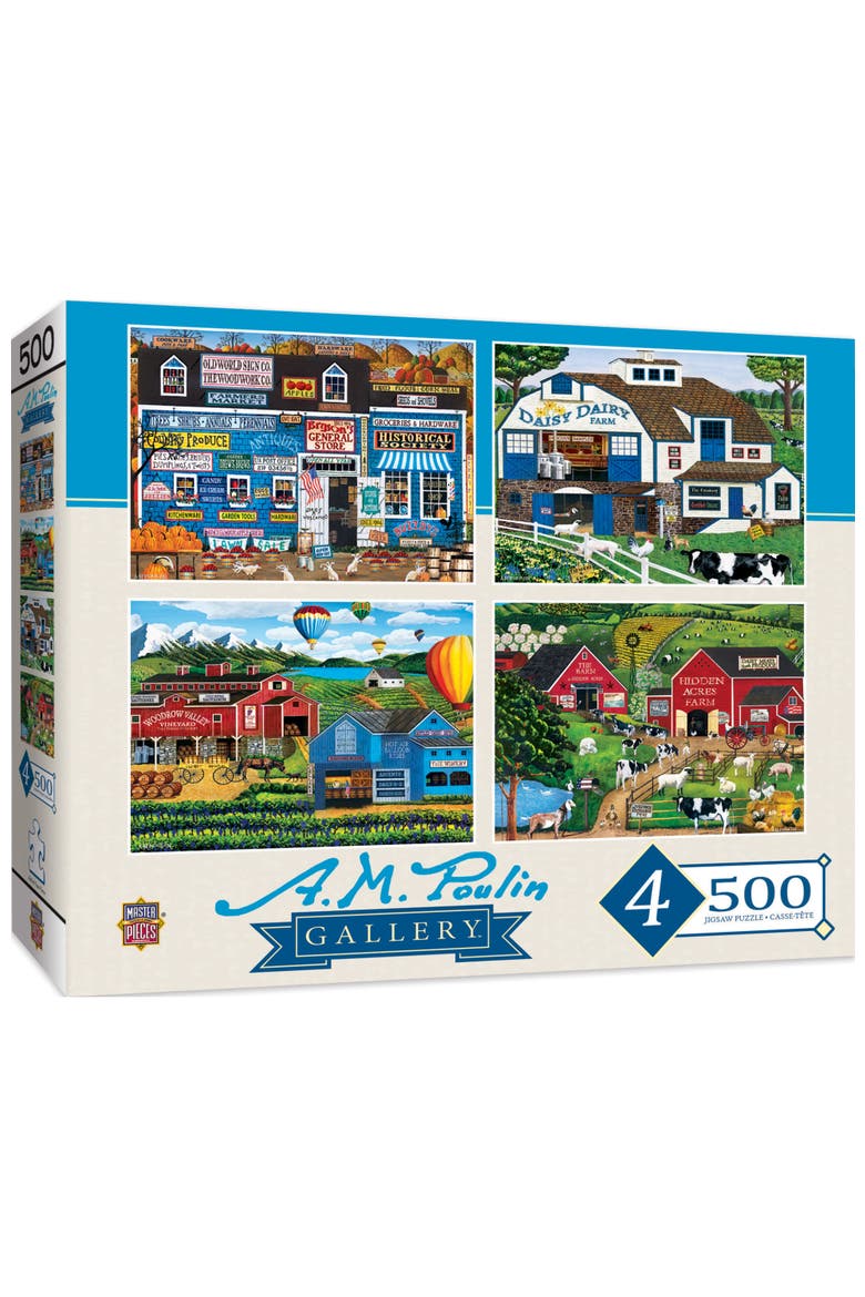 A.M. Poulin Gallery 500pc Puzzles 4 Pack, Main, color, Multicolor