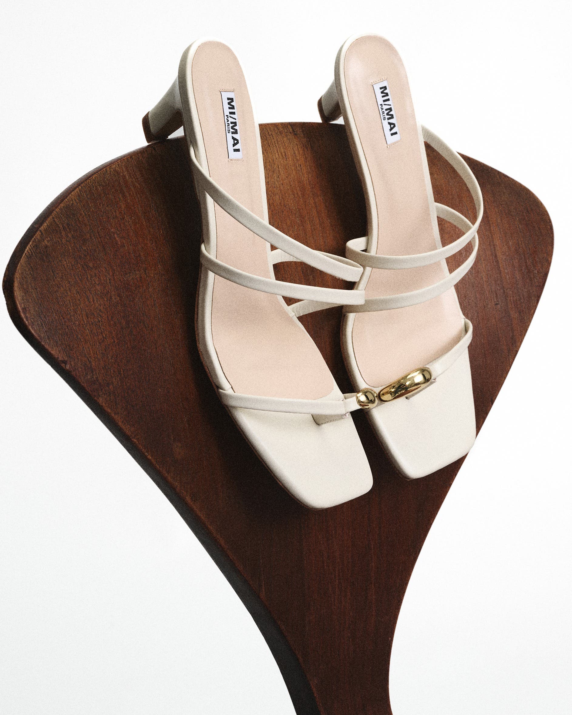 Lima Metal Detail Heeled Mule Sandals, Alternate, color, White
