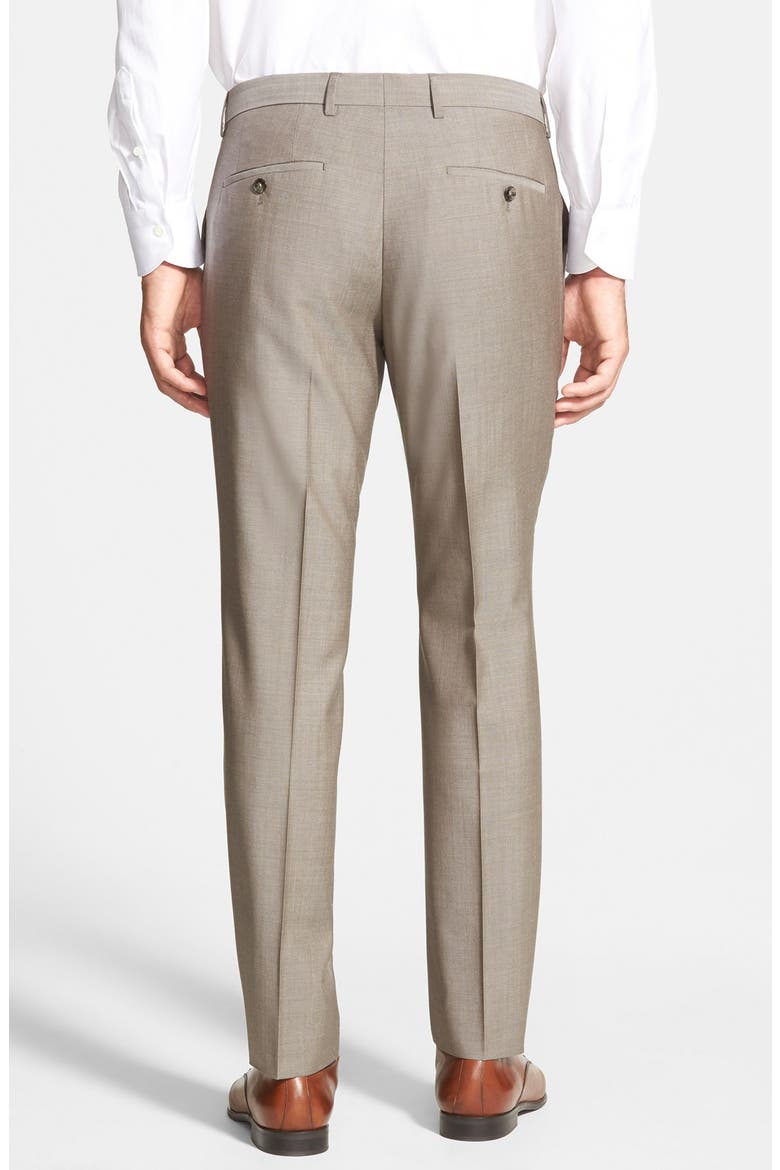 Genesis Flat Front Slim Fit Solid Wool Trousers, Alternate, color, MEDIUM BROWN
