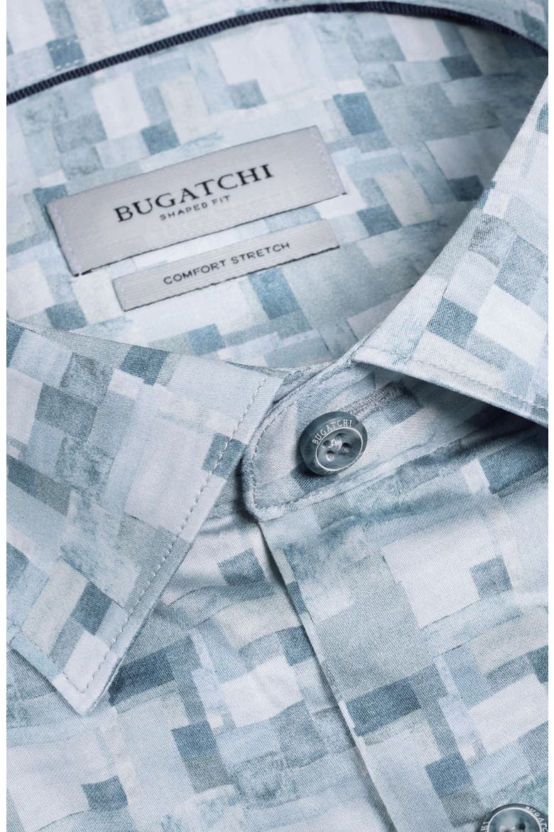Axel Trim Fit Abstract Mosaic Print Stretch Cotton Button-Up Shirt, Alternate, color, ETHER