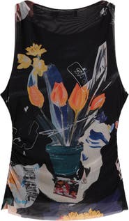 Desigual Twist Strap Stretch Tulle Top