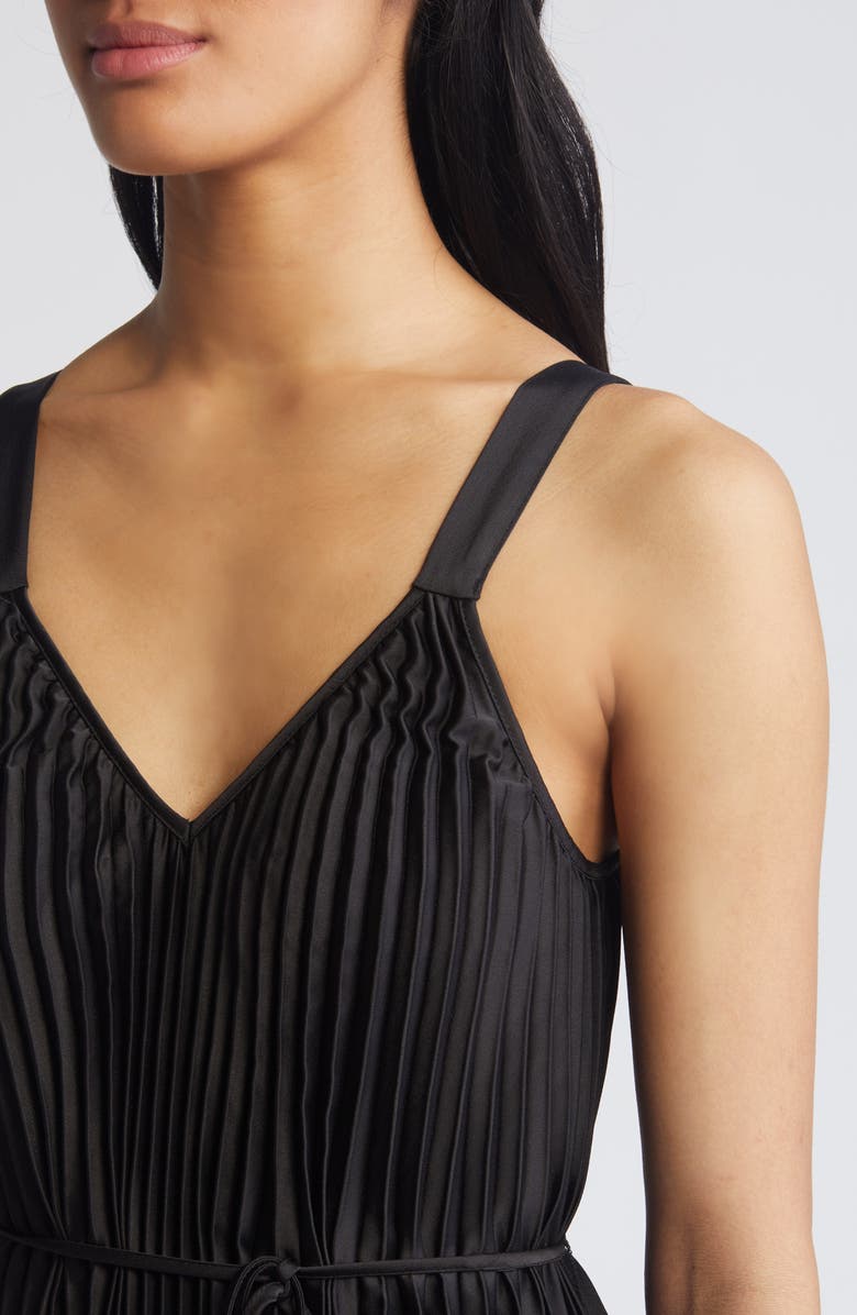 Sam Edelman Plissé Tie Waist Satin Dress, Alternate, color, 