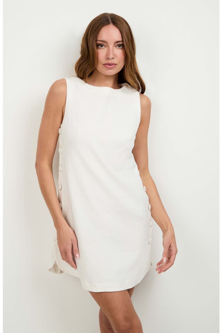 Atina Button Side Mini Dress, Alternate, color, Whitewash