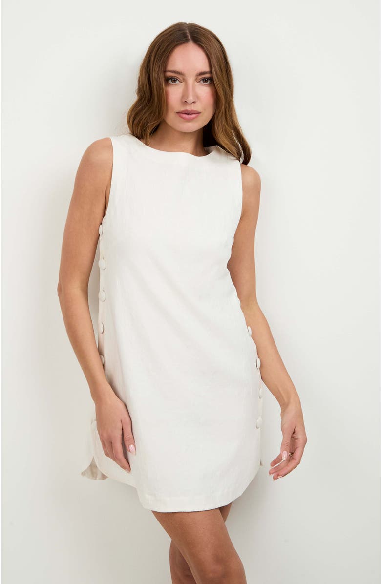 Trina Turk Atina Button Side Mini Dress, Alternate, color, Whitewash