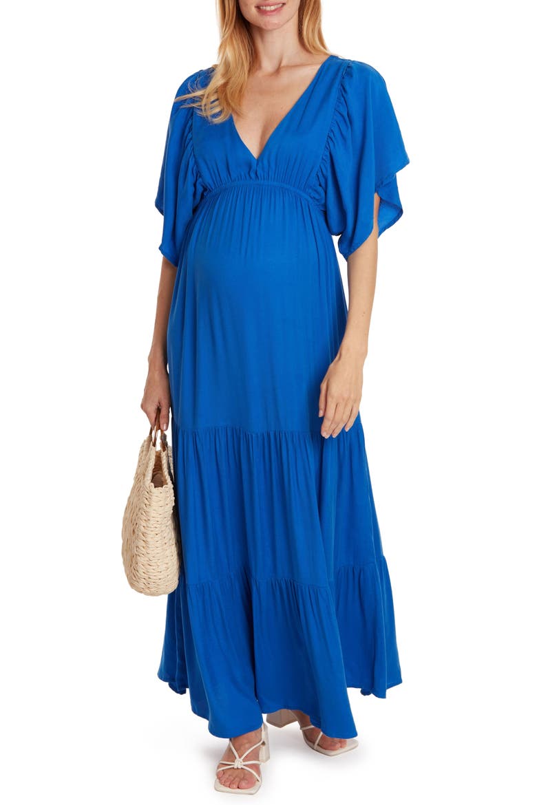 Claudette Maternity maxi dress, Main, color, ELECTRIC BLUE