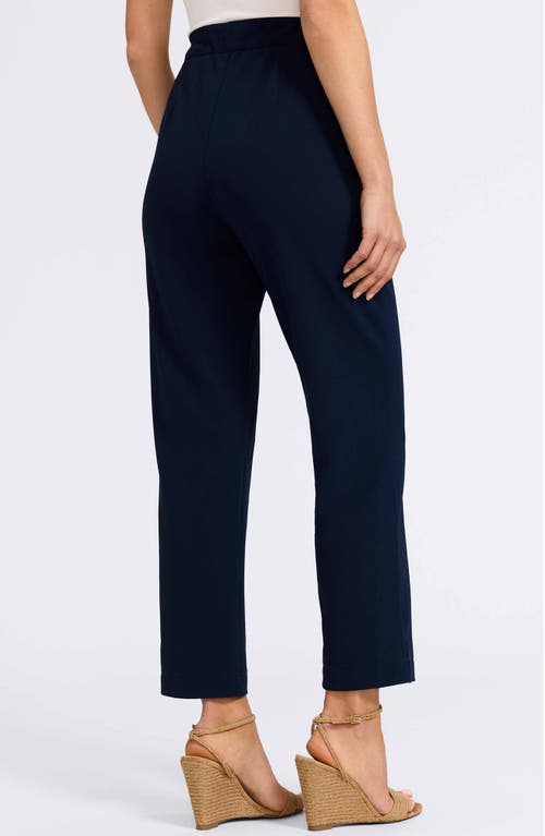 Foxcroft Louisa Crepe Knit Ankle Pants In Navy