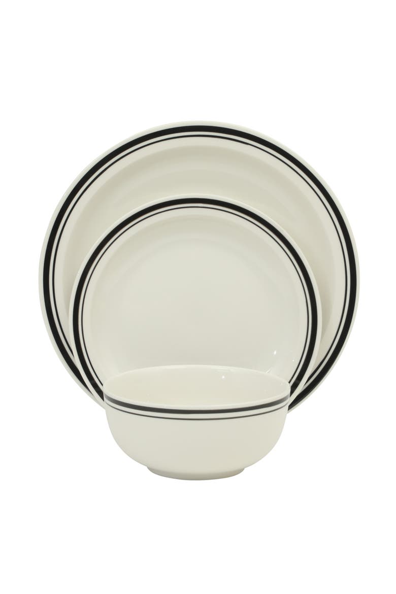 Hometown Diner Porcelain Dinnerware Set, Alternate, color, White with Black Rim
