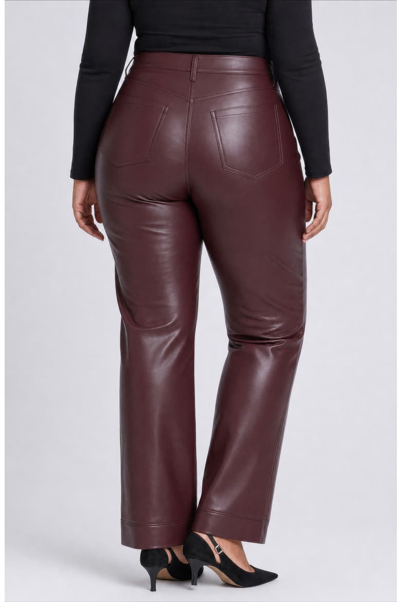 Marilyn Straight Leg Faux Leather Pants, Alternate, color, BITTER CHOCOLATE