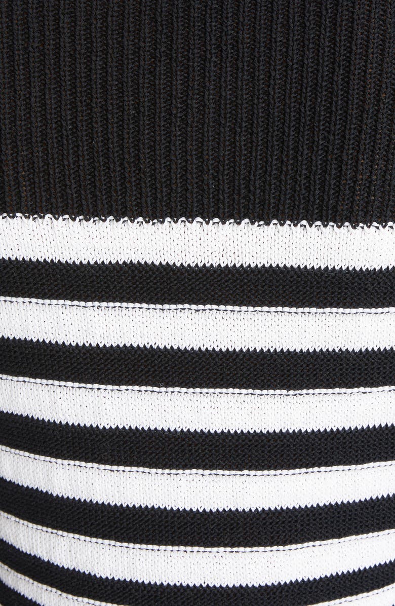 Balmain Breton Stripe Cotton Blend Sweater Dress, Alternate, color, 