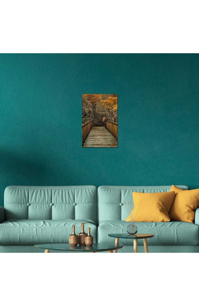 iCanvas Across The Bridge by Don Schwartz Canvas Wall Art, Alternate, color, Forest Bridge