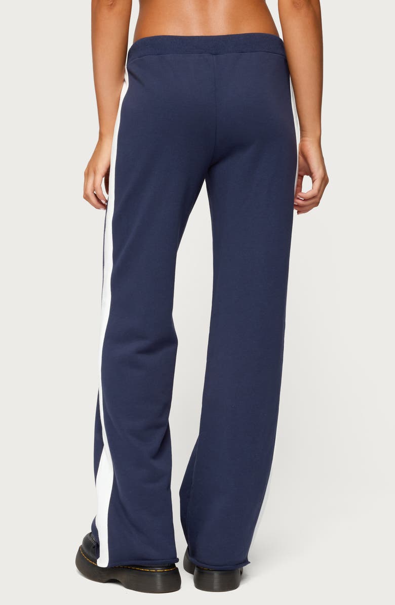 EDIKTED Baker Contrast Stripe Wide Leg Sweatpants, Alternate, color, Navy